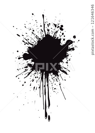 Dynamic Black Ink Explosion on White Canvas 121646346