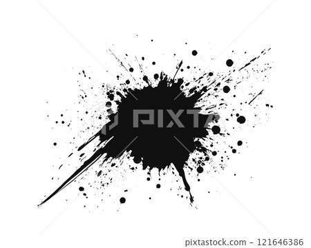 Dynamic Black Ink Explosion on White Canvas 121646386