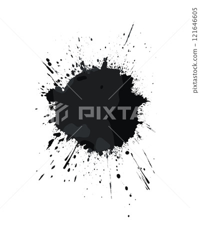 Dynamic Black Ink Explosion on White Canvas 121646605