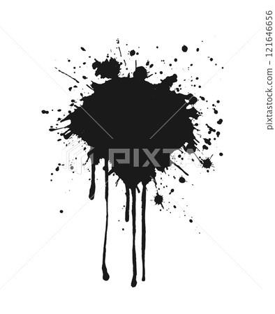 Dynamic Black Ink Explosion on White Canvas 121646656