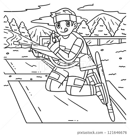 Biathlon Male Biathlete with Ammunition Coloring Biathlon Male Biathlete with Ammunition Coloring 121646676