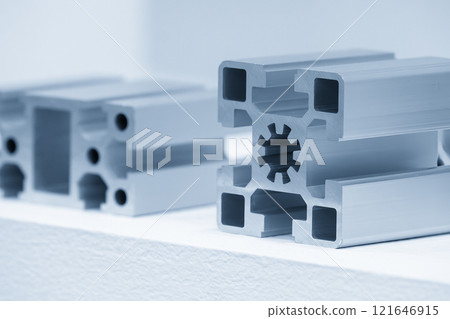 Close up scene the profile extrusion manufacturing concept. Close up scene the profile extrusion manufacturing concept. 121646915
