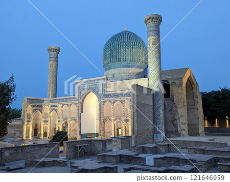 Samarkand Gur-e-Amir Mausoleum at night 121646959