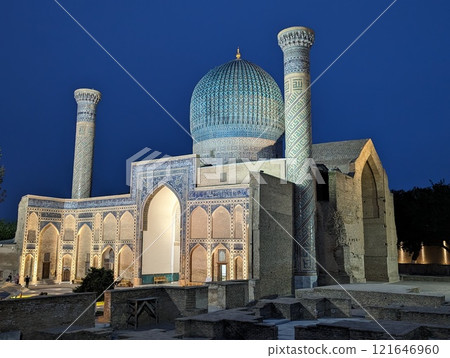 Samarkand Gur-e-Amir Mausoleum at night 121646960