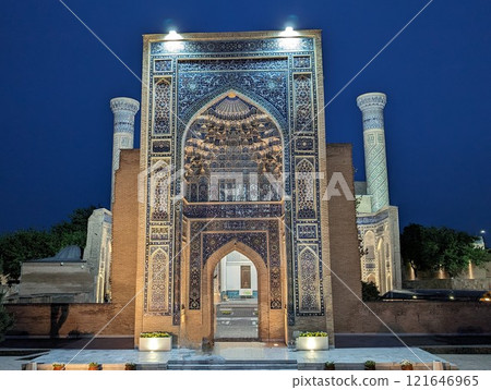 Samarkand Gur-e-Amir Mausoleum gate at night 121646965