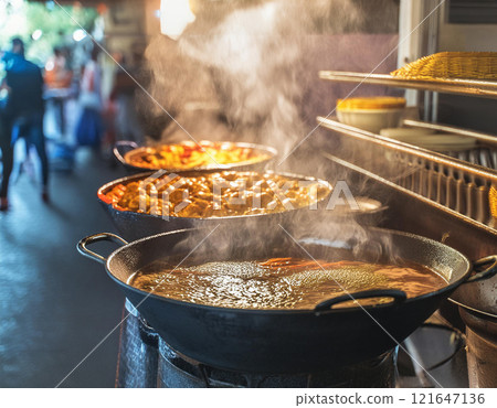 Vibrant Street Food Cooking Scene Vibrant Street Food Cooking Scene 121647136