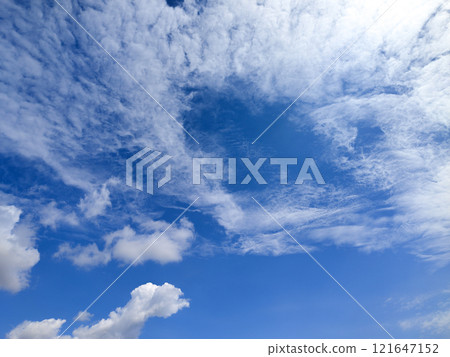 Fluffy White Clouds on Vibrant Sky 121647152