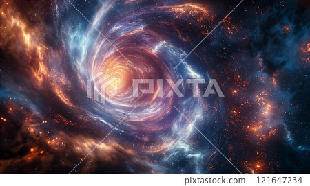Cosmic Vortex With Red And Blue Nebulae. Generative AI 121647234