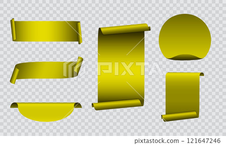 Yellow banner label blank set collection on dark grey checkered background vector Yellow banner label blank set collection on dark grey checkered background vector 121647246