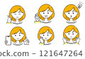 Set of various female facial expressions 121647264