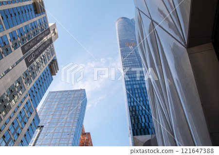 Historic buildings on one of the iconic streets in New York City, Manhattan reportage photography, modern cityscape, famous skyscrapers, Manhattan, NYC, NY, USA Historic buildings on one of the iconic streets in New York City, Manhattan reportage photography, modern cityscape, famous skyscrapers, Manhattan, NYC, NY, USA 121647388