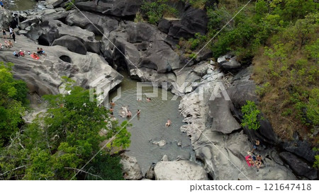 people bathing in vale da lua in chapada dos veadeiros 121647418