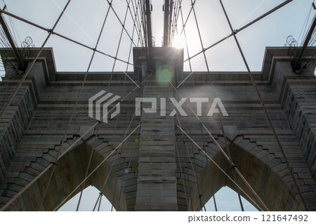 Brooklyn Bridge, Manhattan streets reportage photography of New York City, modern cityscape, Manhattan, NYC, NY, USA Brooklyn Bridge, Manhattan streets reportage photography of New York City, modern cityscape, Manhattan, NYC, NY, USA 121647492