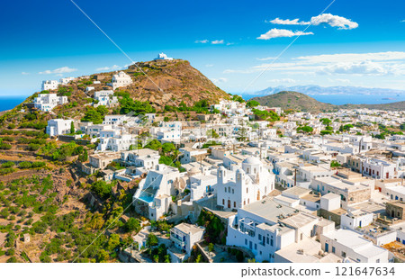 Panoramic view of Plaka town. Milos island, Greece 121647634
