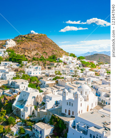 Panoramic view of Plaka town. Milos island, Greece 121647640