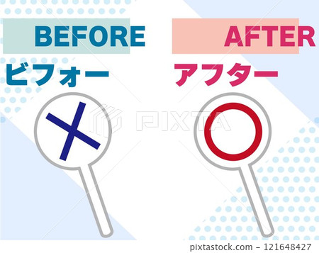 Before and after, circle and cross tags Before and after, circle and cross tags 121648427