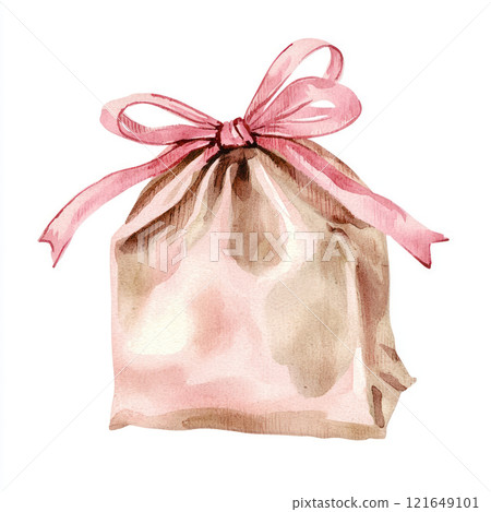 small gift bag with pink ribbon, perfect for special occasions and celebrations. Its watercolor style adds charming touch to any gift small gift bag with pink ribbon, perfect for special occasions and celebrations. Its watercolor style adds charming touch to any gift 121649101