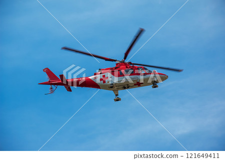 An ambulance helicopter flies up to the building of the cardiology hospital in the city of Nitra. An ambulance helicopter flies up to the building of the cardiology hospital in the city of Nitra. 121649411