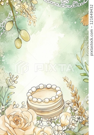 Elegant Floral Background with Decorative Cake 121649432