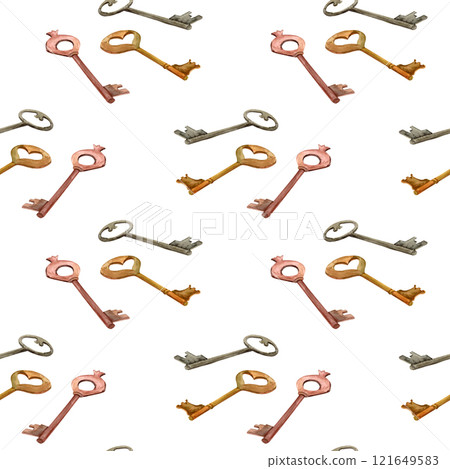Antique books. Old-fahioned vintage watercolor clip art. Seamless pattern in retro style for prints on wallpaper, textiles, diy, scrapbooking for packaging 121649583