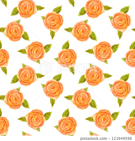 Victorian style flower pink rose . Old-fahioned vintage watercolor clip art. Seamless pattern in retro style for prints on wallpaper, textiles, diy, scrapbooking for packaging 121649598