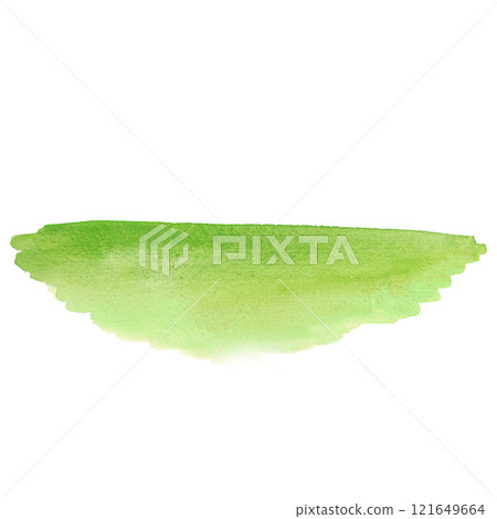 Green grassy patch. Watercolor illustration in a stylized flat design abstract rural background ideal for fields, pastures, farm illustrations, nature scenes, eco-friendly or pastoral landscapes. 121649664