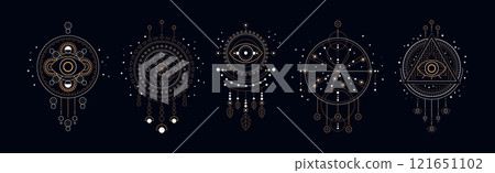 Sacred Geometric Symbol with Eye, Dreamcatcher and Figure Vector Set Sacred Geometric Symbol with Eye, Dreamcatcher and Figure Vector Set 121651102