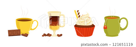 Tea and Coffee Brewing and Preparation Vector Set Tea and Coffee Brewing and Preparation Vector Set 121651119