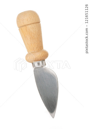 Cheese knife with wooden handle, isolated on white background Cheese knife with wooden handle, isolated on white background 121651126