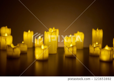 Experience a Serene Atmosphere Enhanced with Glowing Candles for Ultimate Relaxation 121651692