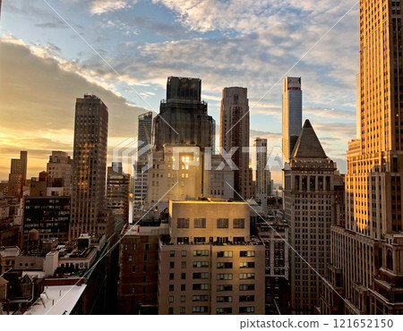 New York historical building facades, skyscrapers Manhattan, Art Deco architecture, Historical architectural gems New York, old historical building facades in NY, USA 121652150