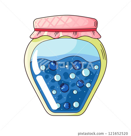 Cartoon Jar of Blueberry Jam with berries Inside Cartoon Jar of Blueberry Jam with berries Inside 121652520
