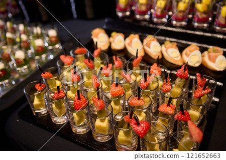 Elegant Canap Display at a Catering Event Elegant Canap Display at a Catering Event 121652663