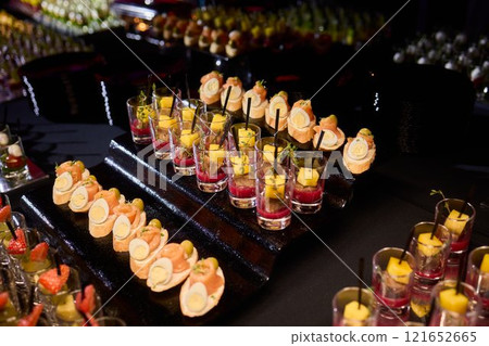 Elegant Canap Display at a Catering Event Elegant Canap Display at a Catering Event 121652665