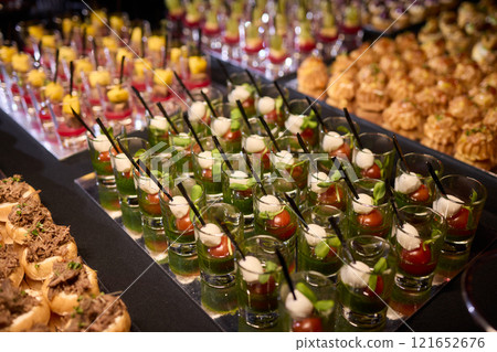 Elegant Canap Display at a Catering Event Elegant Canap Display at a Catering Event 121652676
