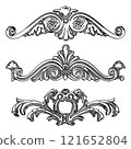 Greek decorative element flower, greek vector shape, stucco decoration, cartouche 121652804