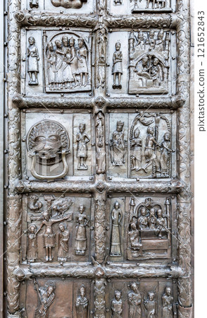 Famous Magdeburg gates. Bronze temple gates of St. Sophia Cathedral in Novgorod, Russia. Snatched by Novgorodians from Swedish town of SIgtuna in 1187 Famous Magdeburg gates. Bronze temple gates of St. Sophia Cathedral in Novgorod, Russia. Snatched by Novgorodians from Swedish town of SIgtuna in 1187 121652843