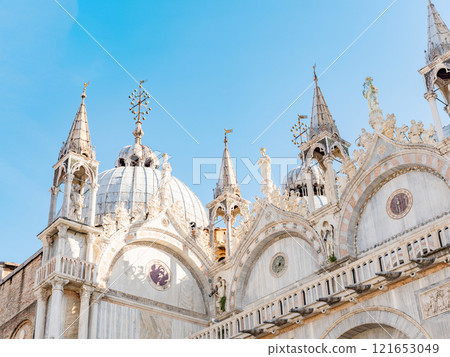 Landscape with Rialto Bridge and gondola Grand Canal in Venice, Italy, Europe. Landscape with Rialto Bridge and gondola Grand Canal in Venice, Italy, Europe. 121653049