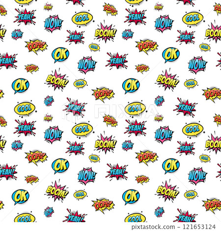 Seamless pattern in pin-up style art cartoon Seamless pattern in pin-up style art cartoon 121653124