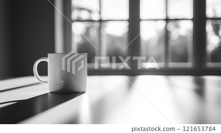 Minimalist White Mug in Sunlit Room 121653784