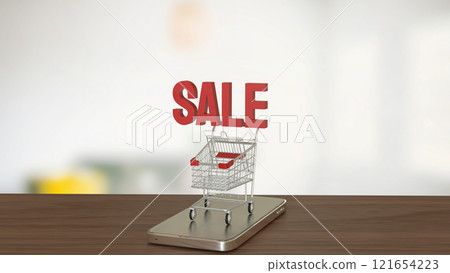 The Shopping cart and sale text for marketing or promotion concept 3d rendering. 121654223