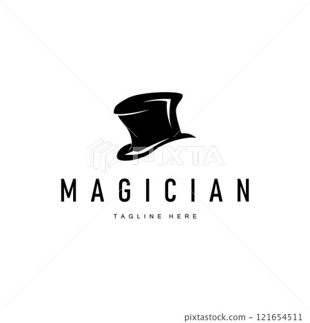 black hat magician logo simple design illustration template typical appearance of magician with hat black hat magician logo simple design illustration template typical appearance of magician with hat 121654511