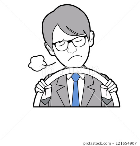 一個男人一邊開車一邊嘆氣 121654907
