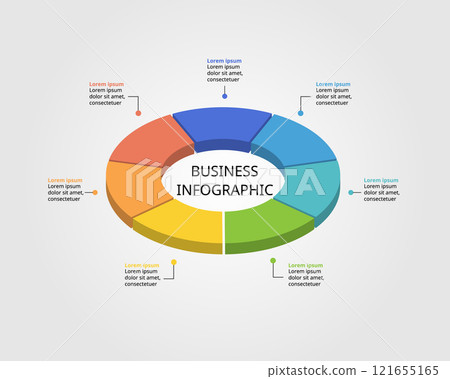 circle template with number for infographic for presentation for 7 element 121655165
