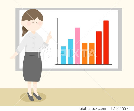 一位女士在白板前解釋圖表的靜態圖片 121655583