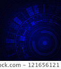 Abstract blue futuristic design of technology of focus interface AI template.  121656121