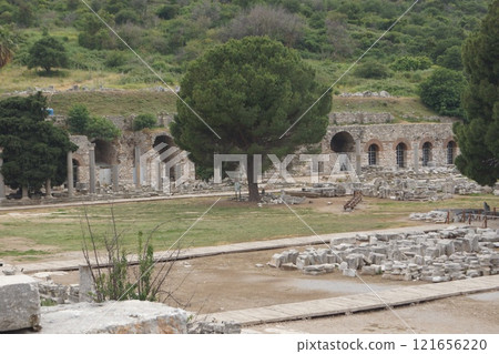 Scenery of the ruins of Ephesus near Izmir, Turkey 121656220