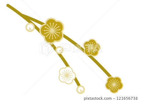 黃花簡單梅花插畫 121656738