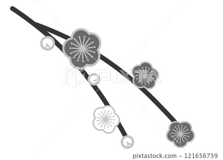 灰花簡單梅花插畫 121656739