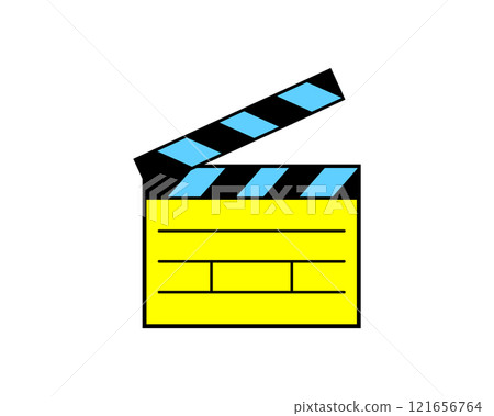 Simple illustration of a yellow clapperboard Simple illustration of a yellow clapperboard 121656764